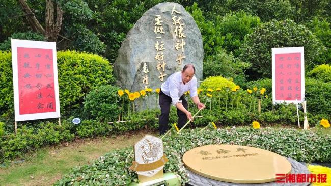 袁爷爷的墓地前摆满了鲜花 深切缅怀袁隆平院士